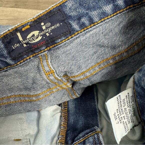 Y2K L.E.I. Leopard Patchwork Capri Crop Jeans Mid Rise Indie Sleaze Size 7 - Picture 7 of 7